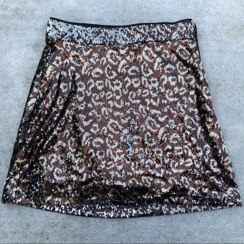 Zara TRF Leopard Print Mini Sequence A-Line Skirt